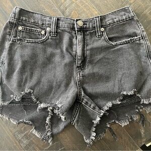 Aerie Black Distressed Jean Shorts